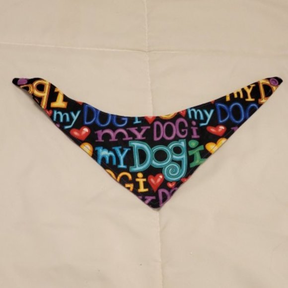 Handmade colorful snap on reversible dog bandana size: XXS - Picture 2 of 4